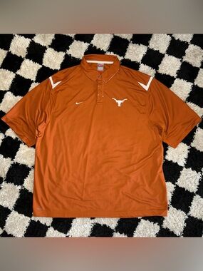 University of Texas Longhorns UT Nike Team Polo Mens XXL Orange Football Vintage